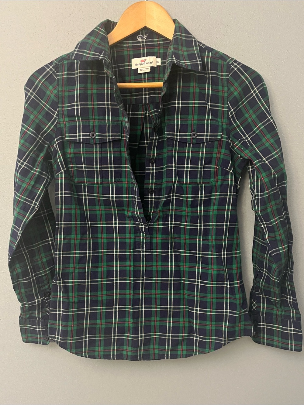 Vineyard Vines Plaid Flannel Popover Top